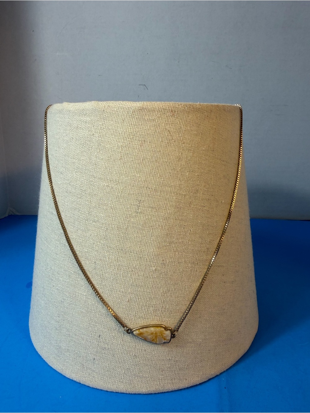 Vintage Gold-Tone Necklace with Amber Pendant